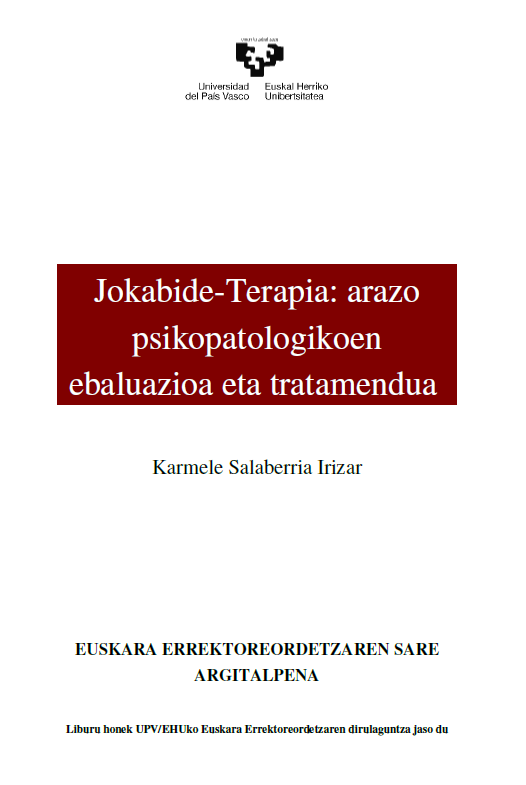 Karmele Salaberria Irizarren «Jokabide-terapia» liburuaren azala