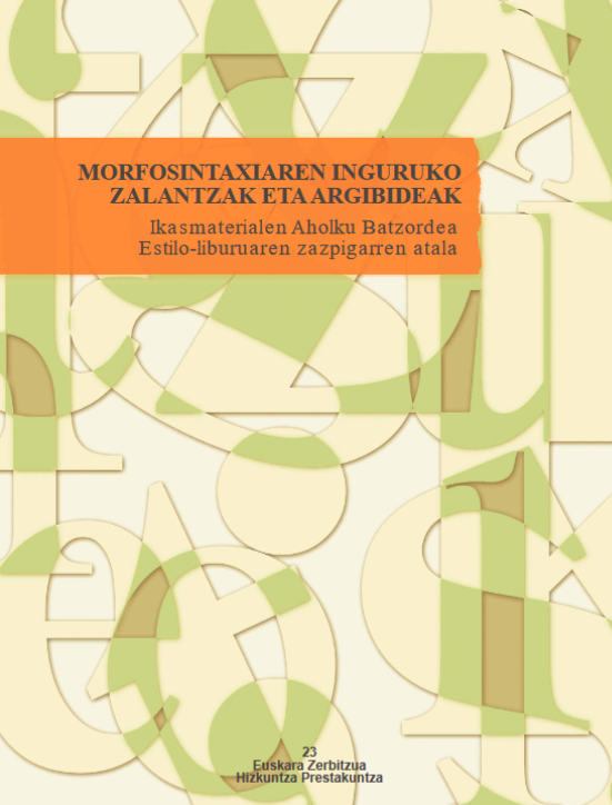 «Morfosintaxiaren inguruko zalantzak eta argibideak» liburuaren azala