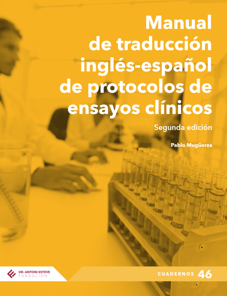 Cubierta del «Manual de traducción inglés-español de protocolos de ensayos clínicos», de Pablo Mugüerza